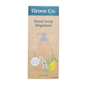 Grove co Glass Brushed stainless steel Pump Hand Soap dispenser Bottle 13.5 Oz